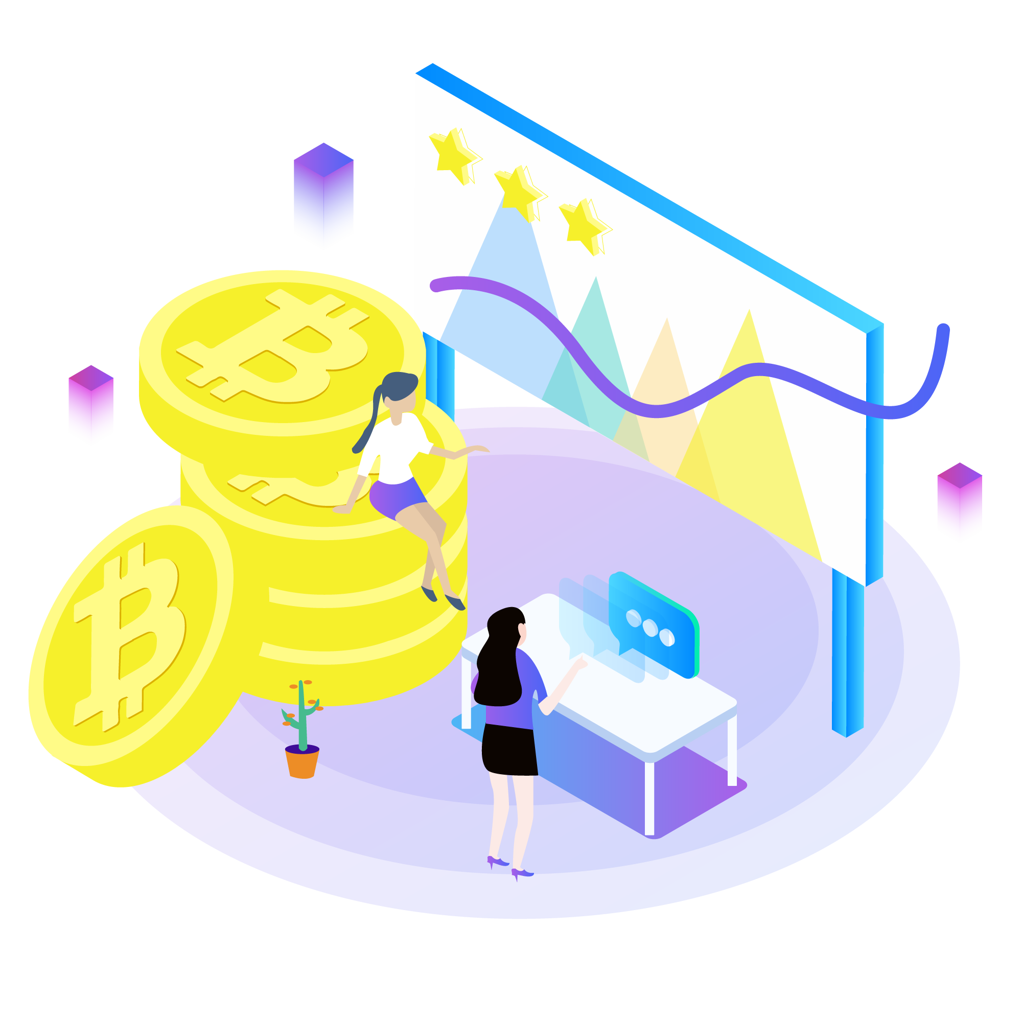 Office. Cryptocurrency business. Bitcoins.